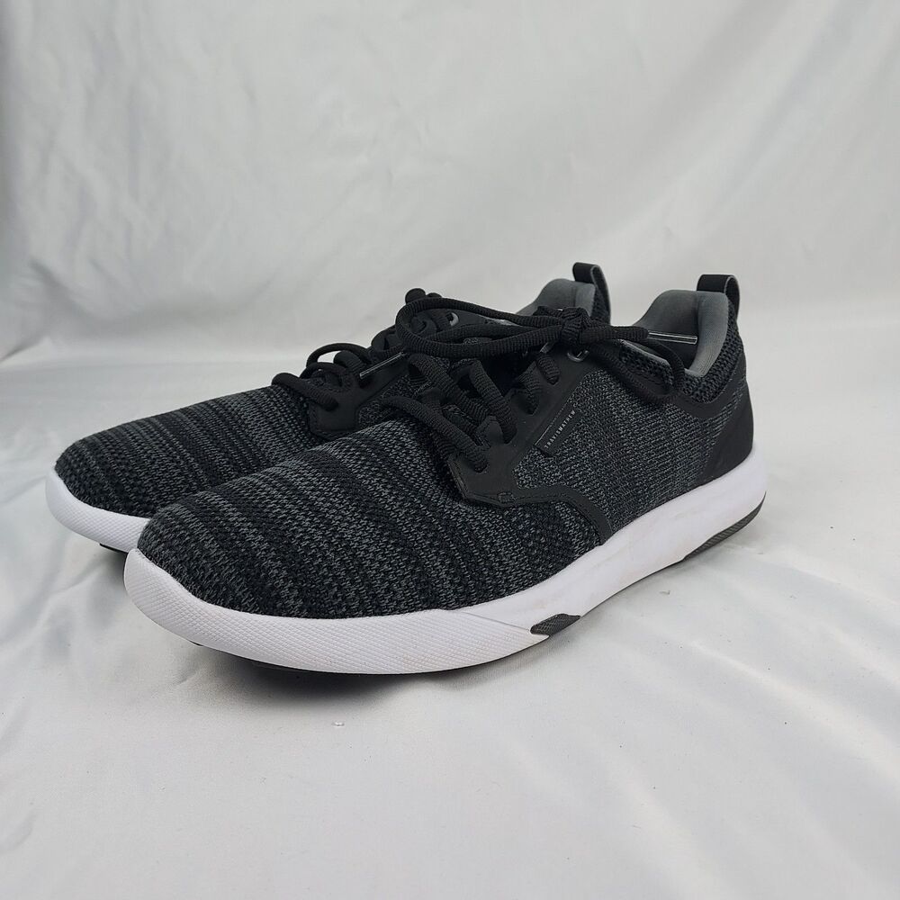 TravisMathew Mens 10 Knit Sneakers Black Grey Lace Up Casual Walking